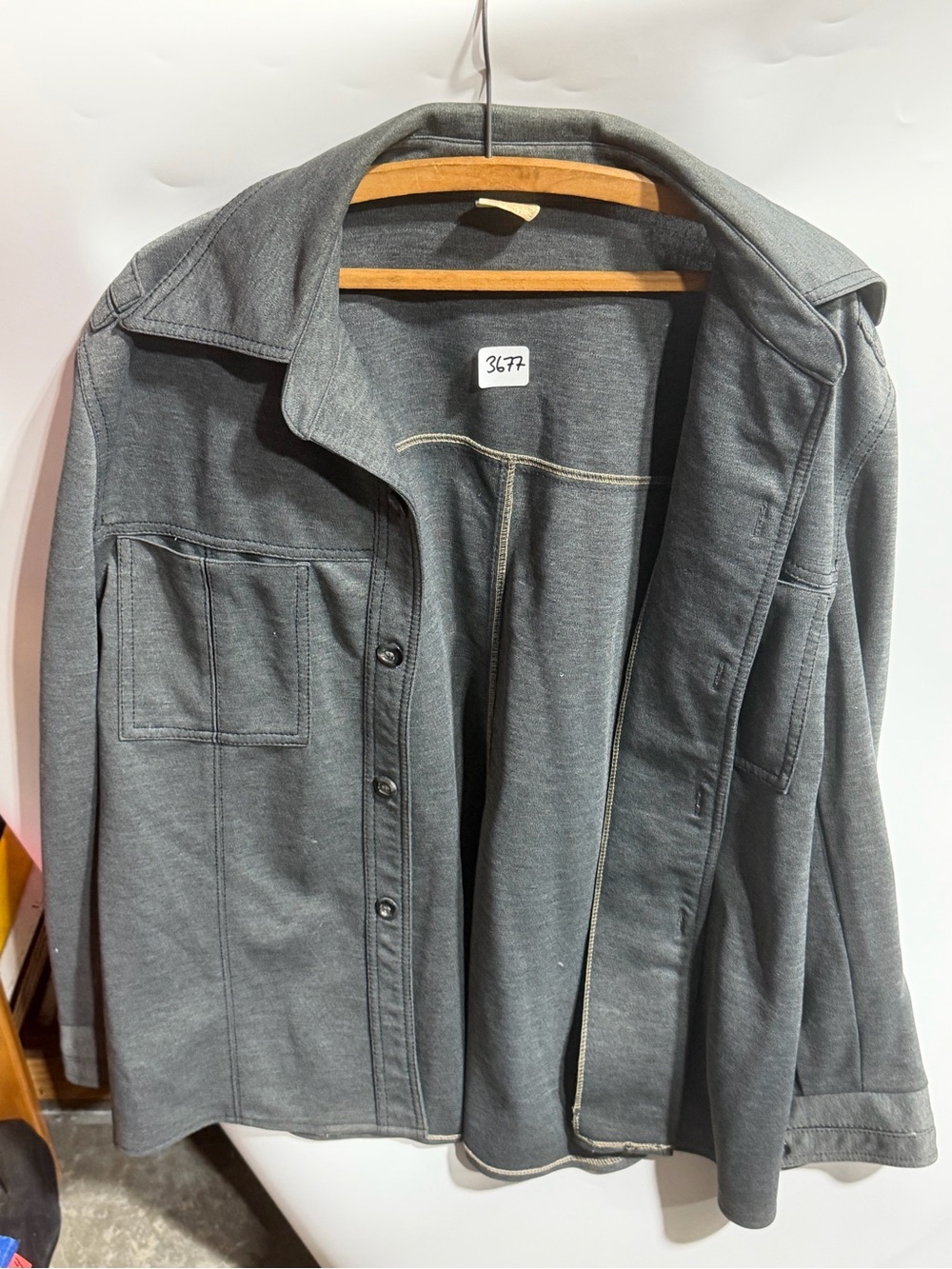 #3677-Vintage KING'S ROAD Dark Perma Press Knit Jacket Shirt
